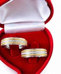 Alianças de namoro 6mm diamantado com fios banhados a ouro 18K em aço cirúrgico