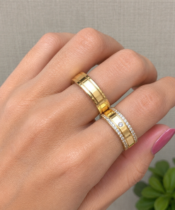 Alianças de Casamento 6mm | Moeda Antiga | Com 30 Pedras de Zircônia | Banhado a Ouro 18k