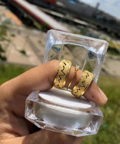Alianças de Casamento 8mm Banhado a Ouro 18K – Diamantado com Batimentos Cardíacos