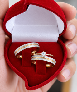 Alianças de Namoro 4mm Diamantado com Filete Banhado a Ouro 18K