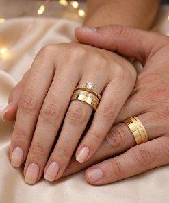 Alianças de Casamento 10mm | Modelo Heloise | Moedas Antigas | Anel Solitário Incluso