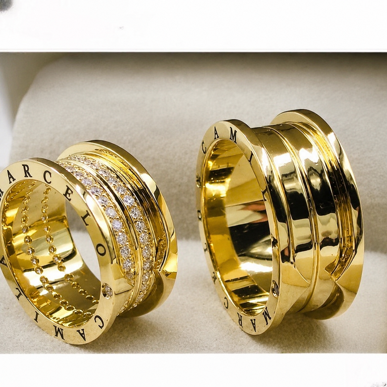 Alianças de Casamento 10mm em Moeda Antiga Grossa, com 60 Pedras de Zircônia e 2 Frisos Centrais, Anatômicas