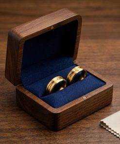 Alianças de Casamento 8mm Fosco com Frisos Trançados – Banhado a Ouro 18K