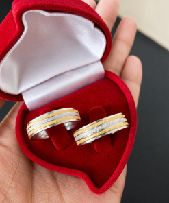 Alianças de Namoro 6mm Diamantado com Fios Banhados a Ouro 18K
