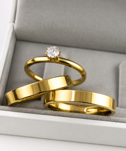 Alianças de Casamento 4mm Banhado a Ouro 18K – Reto Anatômico