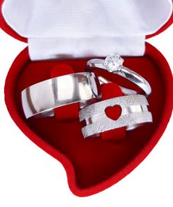 Alianças De Namoro Em Aço Cirúrgico 8mm Diamantado C/ Coração MOD 19