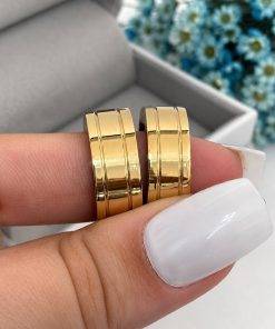 Alianças de Casamento 8mm, Moeda Antiga, Modelo Kiara 02, Anel Opcional