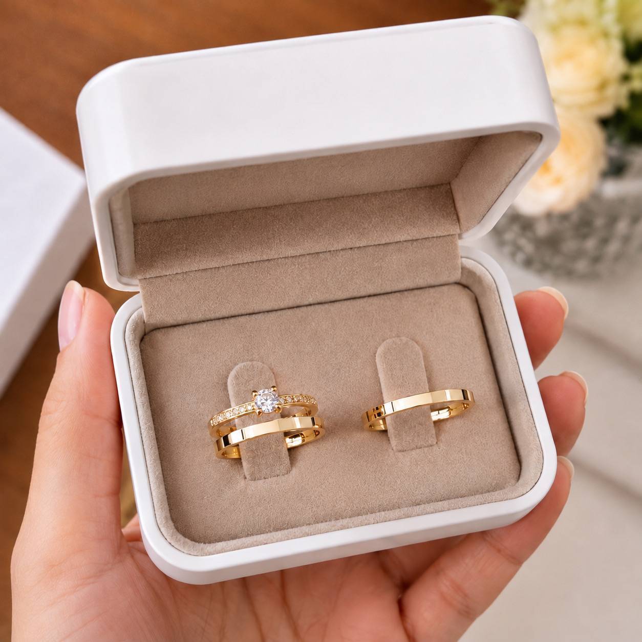 Alianças de Casamento 3mm, Modelo Reto, Moeda Antiga, Banhada a Ouro 18K