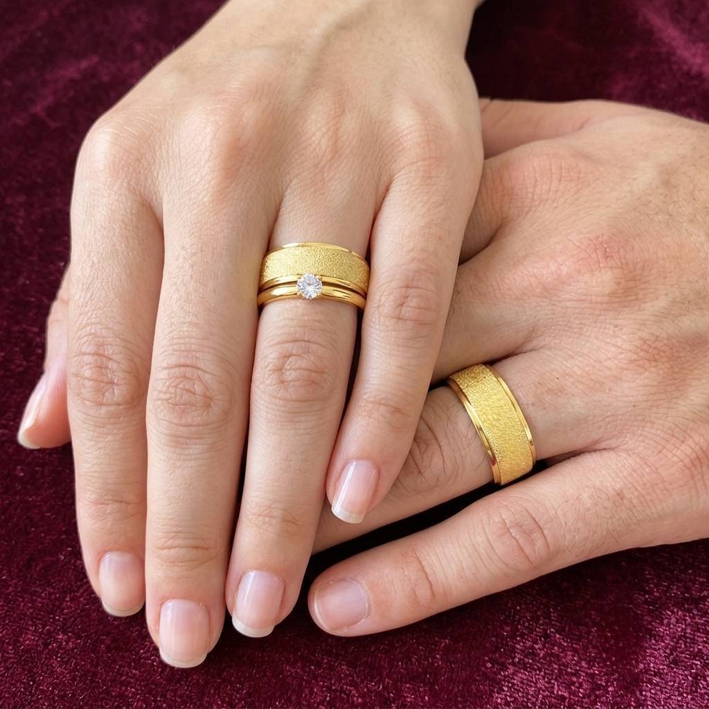 Alianças de Casamento 8mm Banhado a Ouro 18K – Diamantado Anatômico