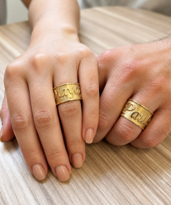 Alianças de Casamento 12mm Alto Luxo, Fosco Lixado com Gravação CNC, Anatômicas