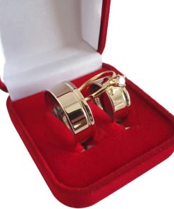 Alianças de casamento ouro 10k com revestimento em aço 8mm | Modelo anatômico polido com friso lateral