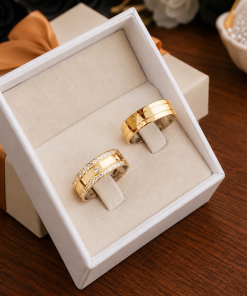 Alianças de Casamento 6mm | Moeda Antiga | Com 30 Pedras de Zircônia | Banhado a Ouro 18k