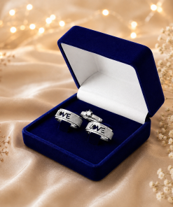 Trio De Alianças Prata Em Aço Cirúrgico 8mm Love Diamantado