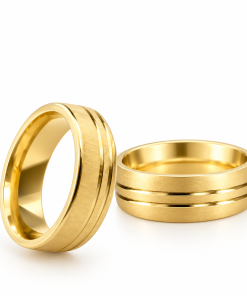 Alianças de Casamento 6mm Reto Fosco – Banhado a Ouro 18K com 2 Frisos