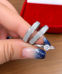 Alianças de Namoro 4,5mm Diamantado – Luxo com Frisos Laterais