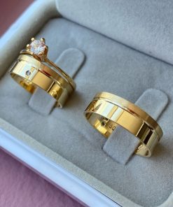 Alianças de Casamento 8mm | Modelo Liso Polido | Banhado a Ouro 18K