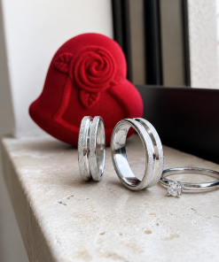 Alianças de Namoro 6mm Diamantado Anatômico com Friso Central