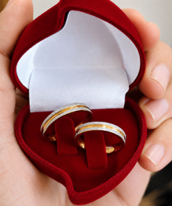 Alianças de Namoro 4mm Diamantado com Filete Banhado a Ouro 18K