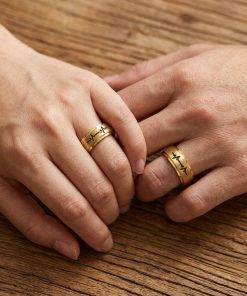 Alianças de Casamento 8mm Banhado a Ouro 18K – Fosco com Batimentos Cardíacos