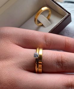 Alianças de Casamento Finas 3mm em Aço Banhado a Ouro 18K – Reta Anatômica