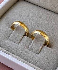 Alianças de Casamento 5mm, Modelo Maju, Moeda Antiga, Banhada a Ouro 18K