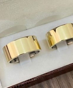 Alianças de Casamento 10mm | Moeda Antiga | Acabamento Anatômico | Banhado a Ouro 18K