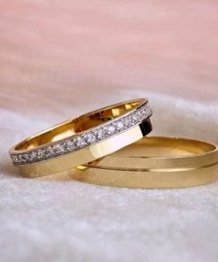 Alianças de Casamento 4mm | Modelo Encanto | Moeda Antiga | Banhado a Ouro 18k