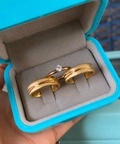 Alianças de Casamento 6mm Banhado a Ouro 18K – Fosco com Frisos Trançados