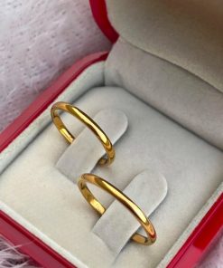 Par De Alianças Aço Cirúrgico Banhado A Ouro 18k  2mm  Tradicional