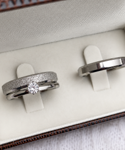 Alianças de Namoro 4mm Chanfrado Diamantado – Modelo Carter