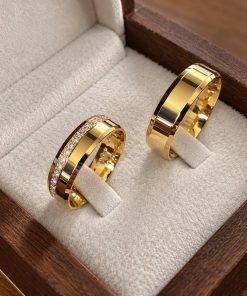 Alianças de Casamento 6mm, Modelo Lumina, Moeda Antiga, Banhada a Ouro 18K