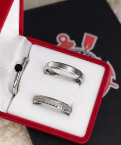 Alianças de Namoro 4mm Chanfrado Diamantado – Modelo Carter