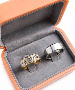 Alianças de Casamento 8mm Prata com Detalhe Banhado a Ouro 18K – Feminina Te Amo