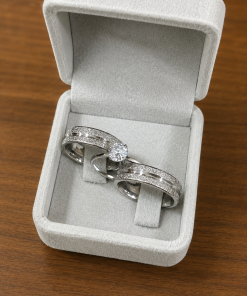 Alianças de Namoro 6mm Diamantado Anatômico com Friso Central