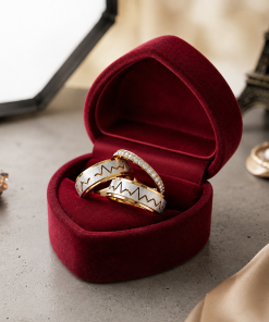 Alianças de Namoro 8mm Bicolor Dourado e Prata com Batimentos Cardíacos