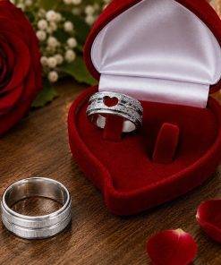 Alianças de Namoro 8mm – Feminina Diamantada, Masculina Fosca
