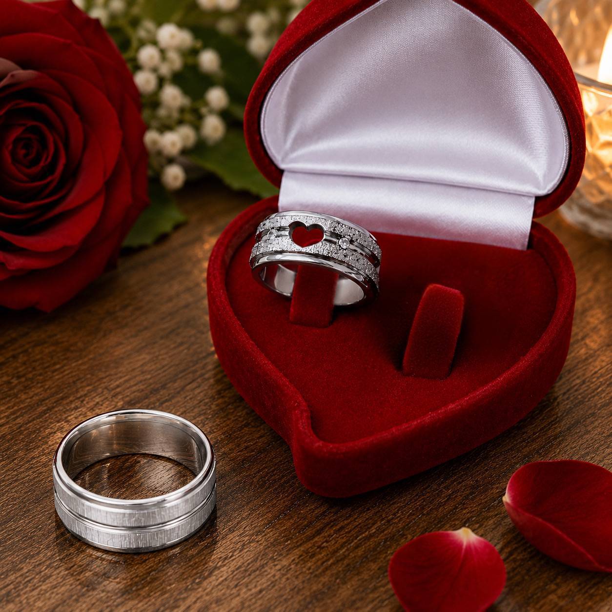 Alianças de Namoro 8mm – Feminina Diamantada, Masculina Fosca