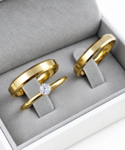 Alianças de Casamento e Noivado Banhadas a Ouro 18K – 4mm Chanfrado