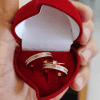 Alianças De Namoro 4mm Diamantado com filete de Ouro