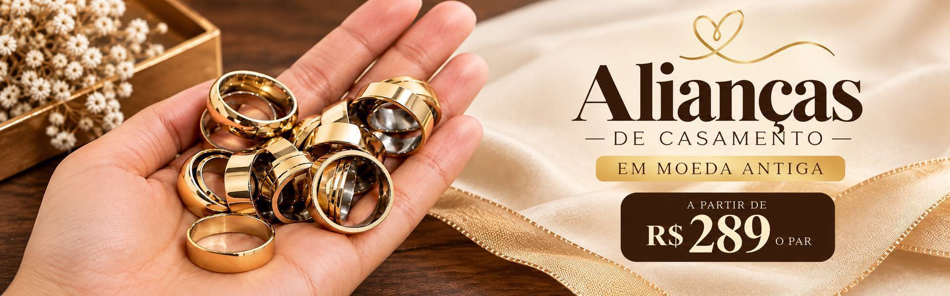 Alianças de Casamento Moeda Antiga a partir de R$289