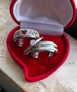 Par De Alianças Prata Em Aço Cirúrgico 8mm Diamantado Te Amo Masculino Fosco