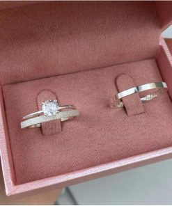 Alianças de Namoro em Prata 950 2mm | Modelo Ranusia | Alianças Finas | Semi Anatômico | Feminina Toda Diamantada