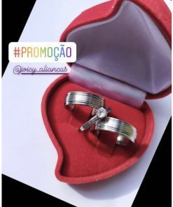 Trio De Alianças Prata Em Aço Cirúrgico 6mm Fosco C/ Dois Frisos