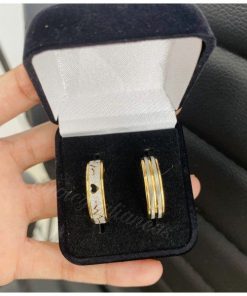 Par De Alianças Prata Em Aço Cirúrgico 6mm Feminino Com Coração MOD 29