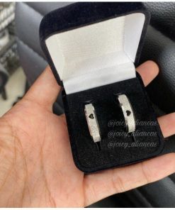 Par De Alianças Prata Em Aço Cirúrgico 6mm Feminino Com Coração Vazado Diamantado- MOD 38