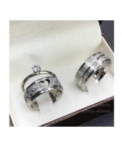 Trio De Alianças Prata Em Aço Cirúrgico 8mm De Namoro MOD 40