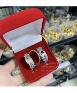 Trio De Alianças Prata Em Aço Cirúrgico 8mm De Namoro Diamantado MOD 41