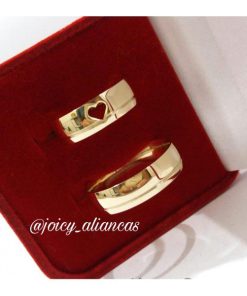 Alianças de Casamento 6mm | Moeda Antiga | 1 Friso Lateral | Semi Anatômico | Modelo Tradicional